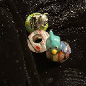 Set of 5 Collectible Beads -Pig, Angry bird,3Glass 925